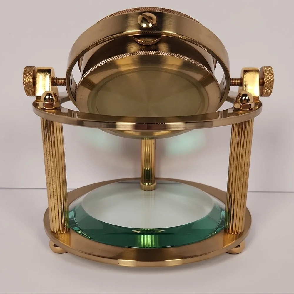 Vintage Seth Thomas Brass Gimbal Schooner Desk Clock Model 1044 - WORKING!